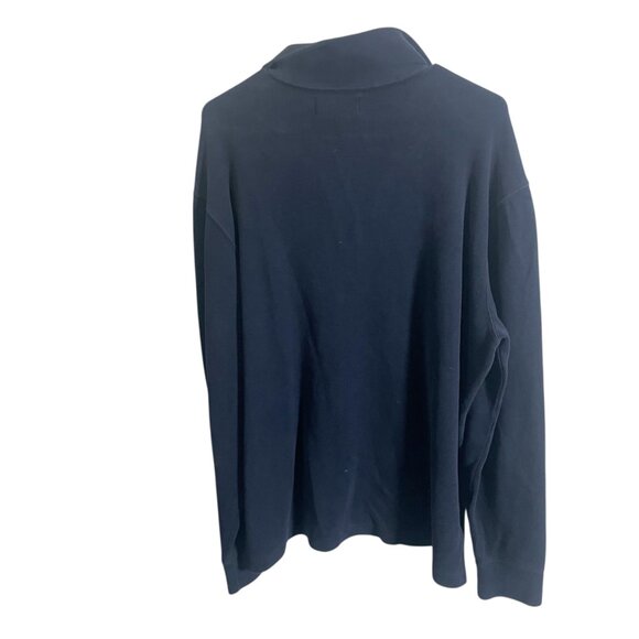 Polo Ralph Lauren Mens L Navy Blue 1/4 Zip Pullover 100% Cotton - Picture 2 of 4